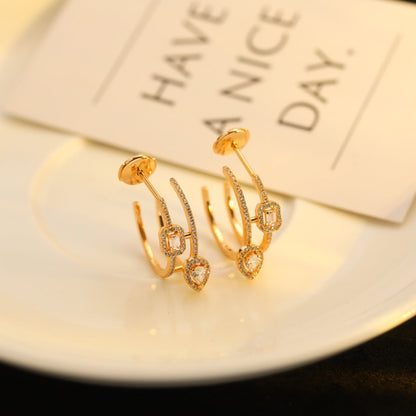 [Mysitc ] CREOLES MY TWIN 2 RANGS SILVER DIAMOND EARRINGS
