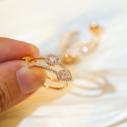 [Mysitc ] CREOLES MY TWIN 2 RANGS SILVER DIAMOND EARRINGS
