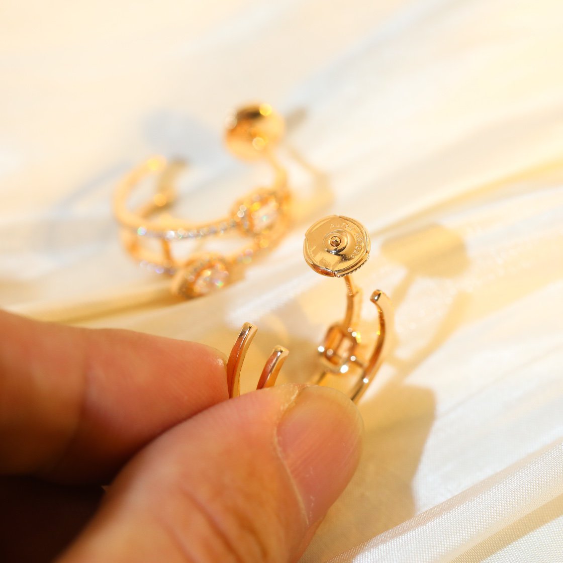 [Mysitc ] CREOLES MY TWIN 2 RANGS SILVER DIAMOND EARRINGS