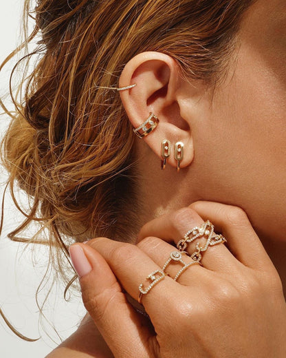 [Mysitc ] CREOLES MOVE UNO MINI 1 DIAMOND EARRINGS