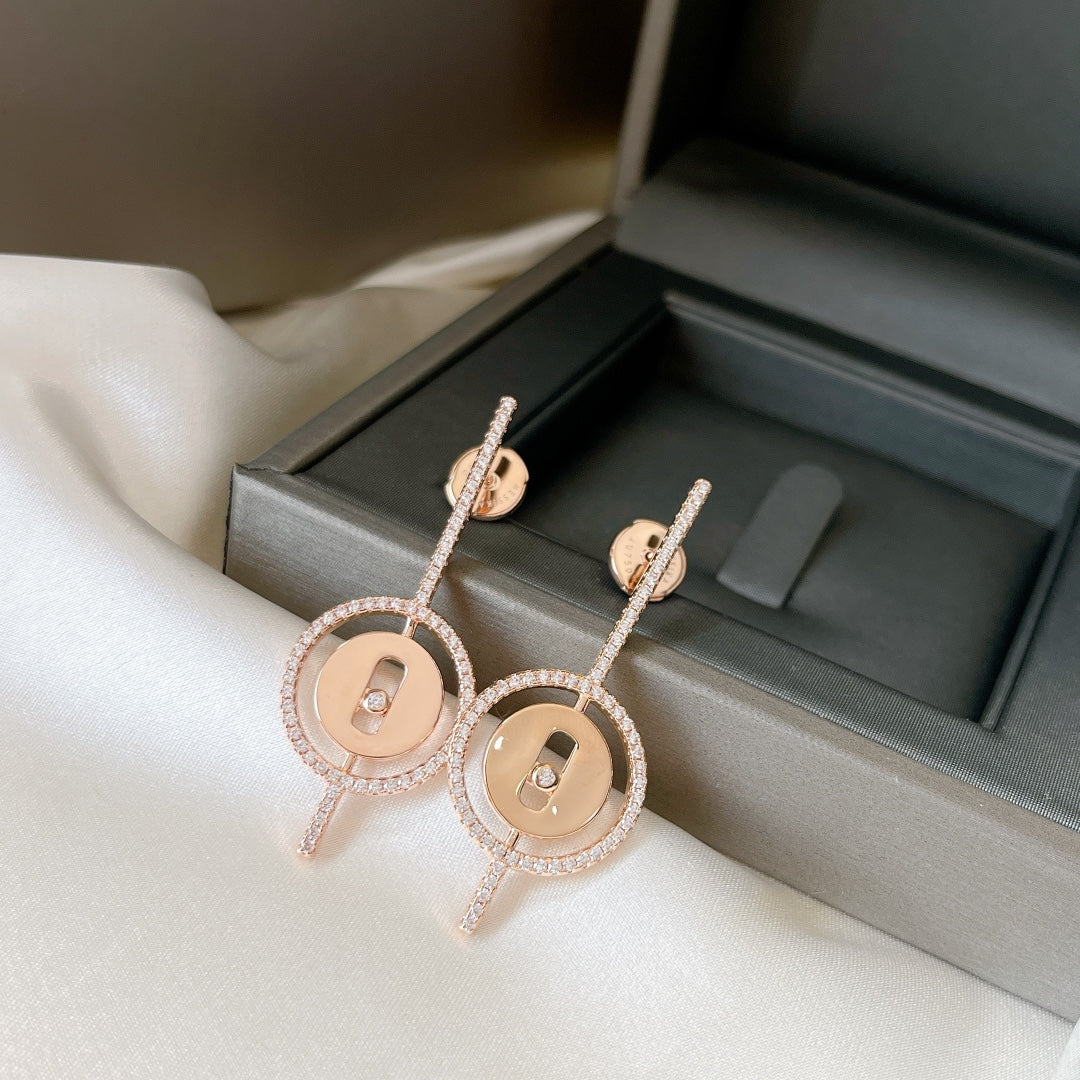 [Mysitc ]  MOVE ARROW PINK GOLD DIAMOND EARRINGS