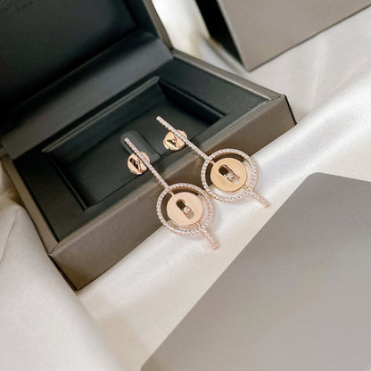 [Mysitc ]  MOVE ARROW PINK GOLD DIAMOND EARRINGS