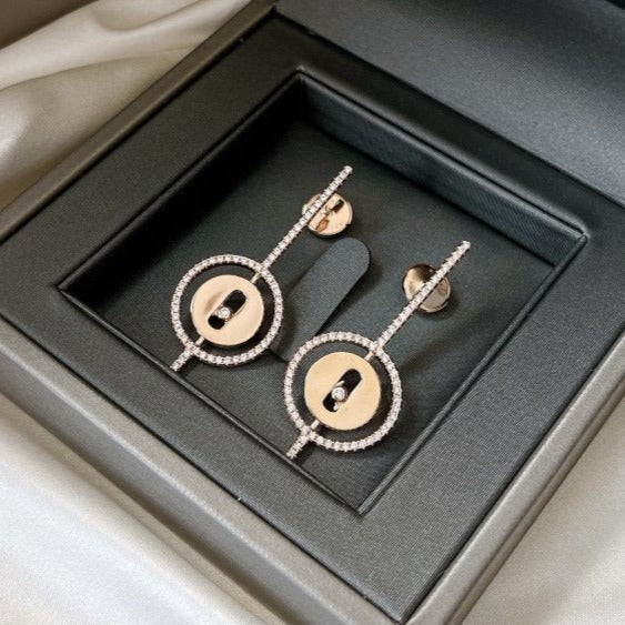 [Mysitc ]  MOVE ARROW PINK GOLD DIAMOND EARRINGS