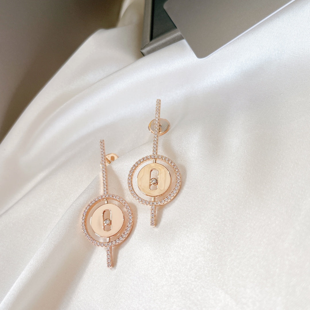 [Mysitc ]  MOVE ARROW PINK GOLD DIAMOND EARRINGS