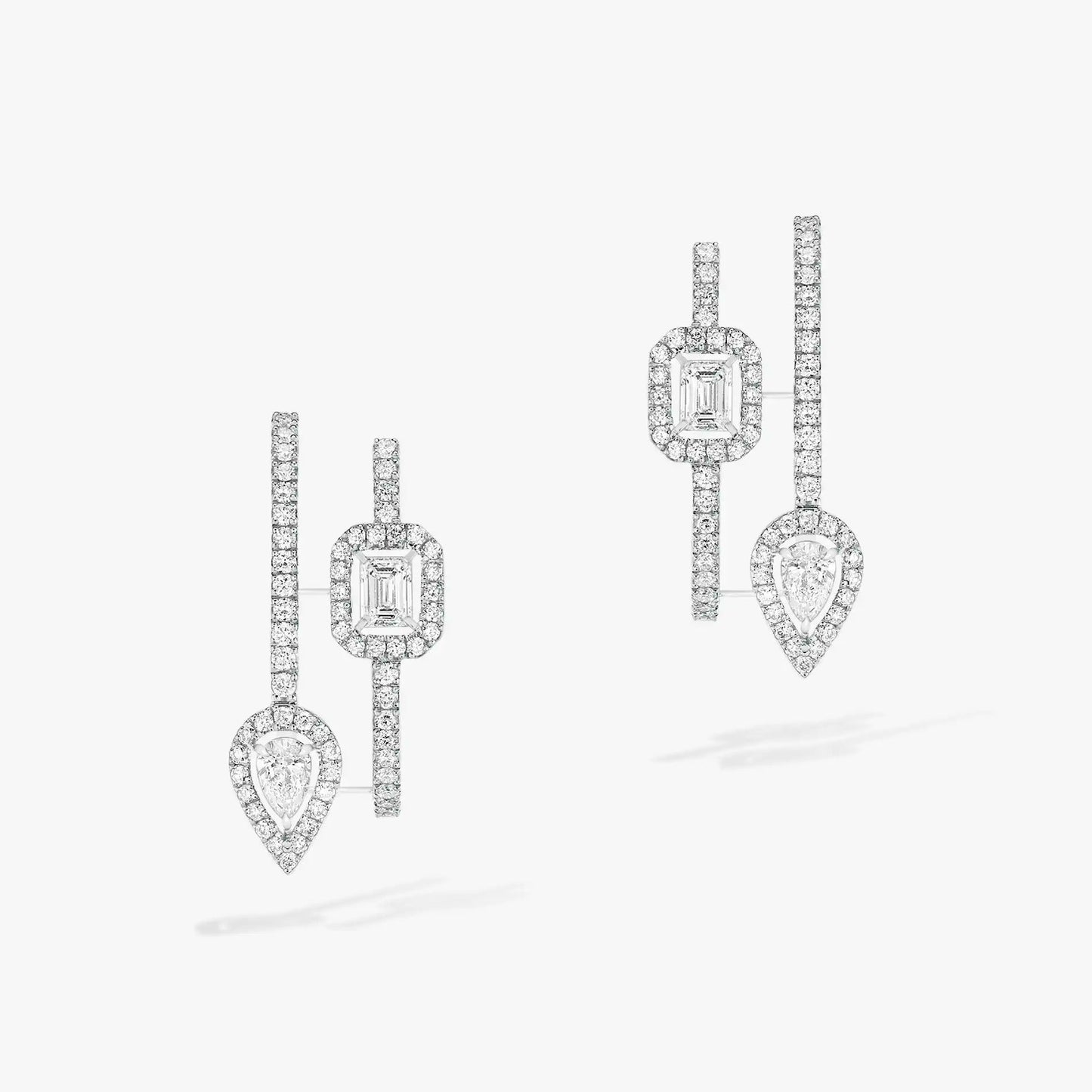 [Mysitc ] CREOLES MY TWIN 2 RANGS SILVER DIAMOND EARRINGS