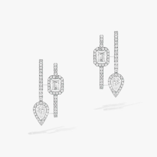 [Mysitc ] CREOLES MY TWIN 2 RANGS SILVER DIAMOND EARRINGS