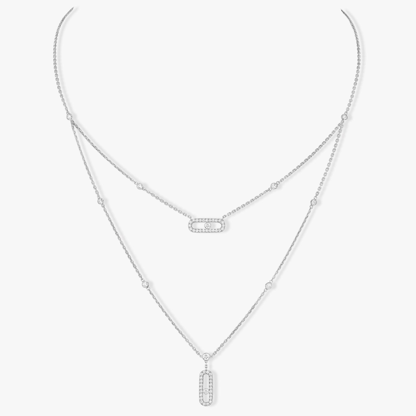 [Mysitc ] MOVE 2 ROW DIAMOND NECKLACE