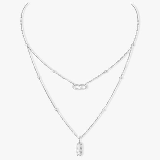 [Mysitc ] MOVE 2 ROW DIAMOND NECKLACE