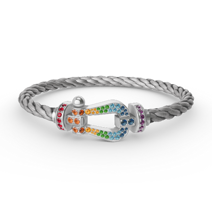 [Mystic]FORC LARGE HORSESHOE  COLORED DIAMOND BRACELET SILVER