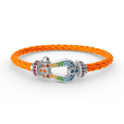 [Mystic]FORC LARGE HORSESHOE  COLORED DIAMOND BRACELET SILVER