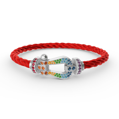 [Mystic]FORC LARGE HORSESHOE  COLORED DIAMOND BRACELET SILVER