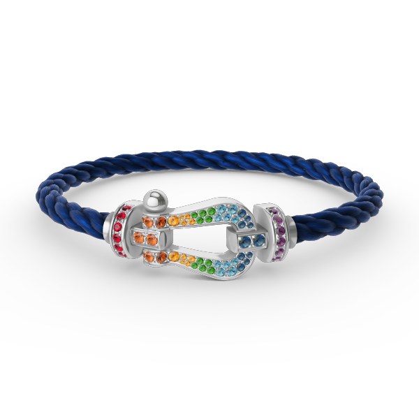 [Mystic]FORC LARGE HORSESHOE  COLORED DIAMOND BRACELET SILVER