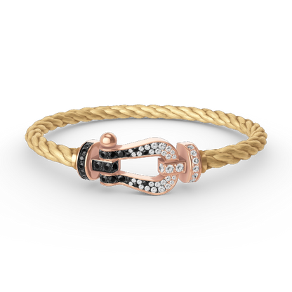 [Mystic]FORCE LARGE HORSESHOE BLACK WHITE DIAMOND BRACELET ROSE GOLD