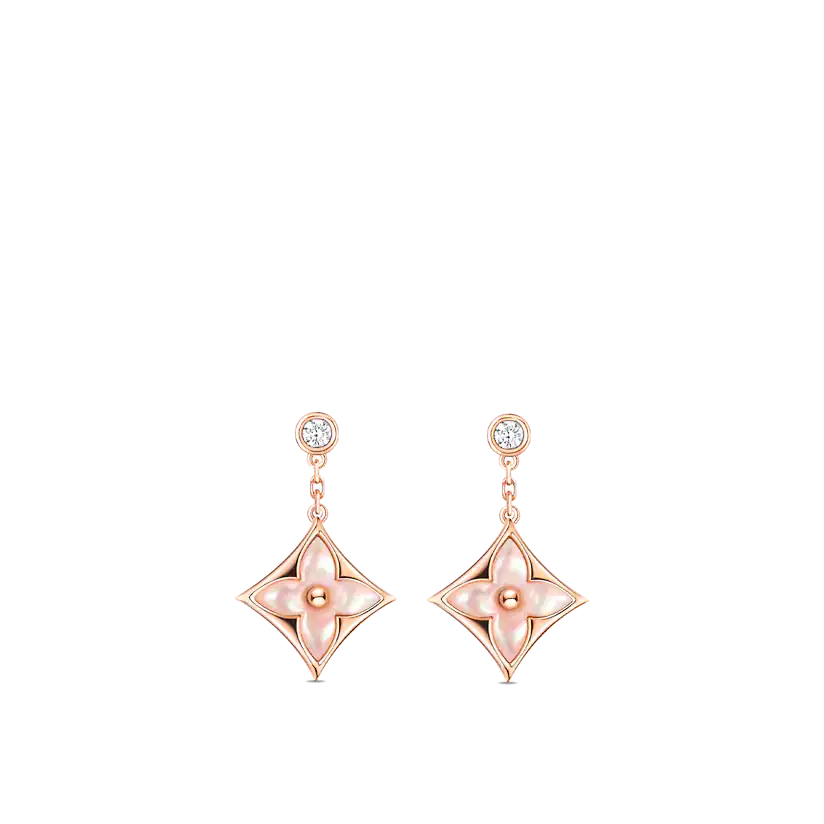 [Mystic]DOUBLE STAR PINK GOLD MOP DROP EARRINGS