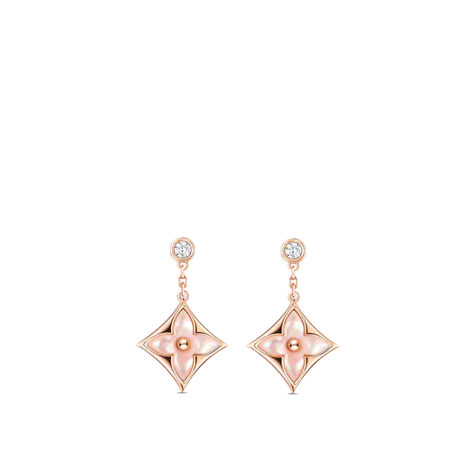 [Mystic]DOUBLE STAR PINK GOLD MOP DROP EARRINGS