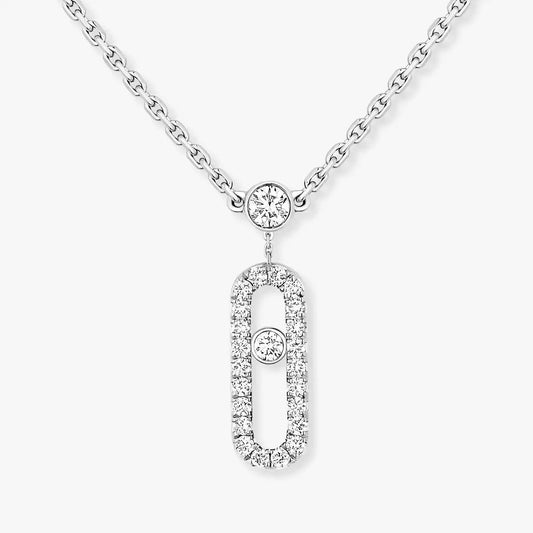 [Mysitc ] 2 Rows Rose Gold Diamond Pave_ Necklace Move Uno