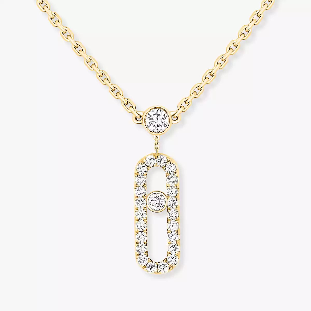 [Mysitc ] 2 Rows Rose Gold Diamond Pave_ Necklace Move Uno