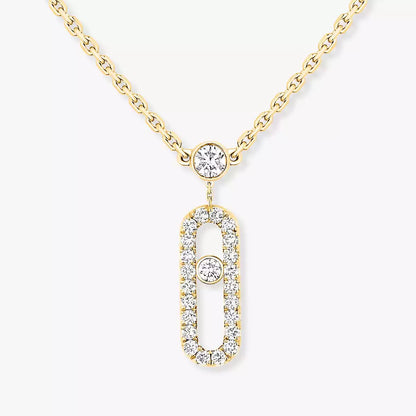 [Mysitc ] 2 Rows Rose Gold Diamond Pave_ Necklace Move Uno