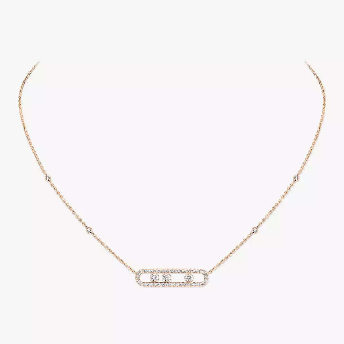 [Mysitc ]  Move Pave_ Rose Gold Diamond Necklace