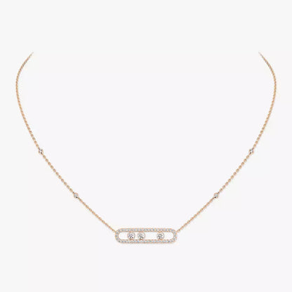 [Mysitc ]  Move Pave_ Rose Gold Diamond Necklace
