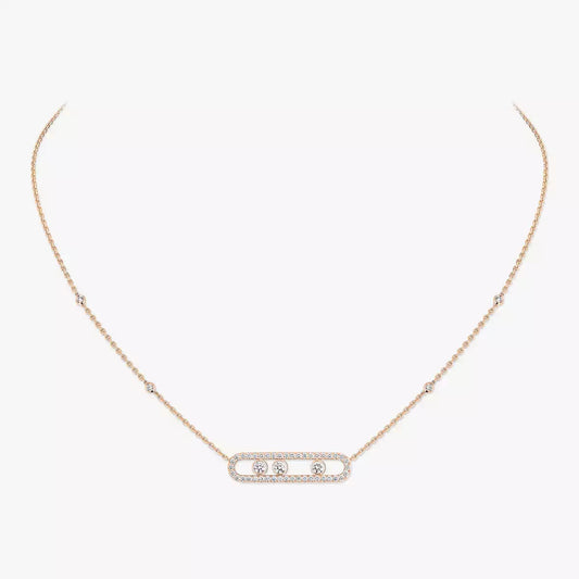 [Mysitc ]  Move Pave_ Rose Gold Diamond Necklace