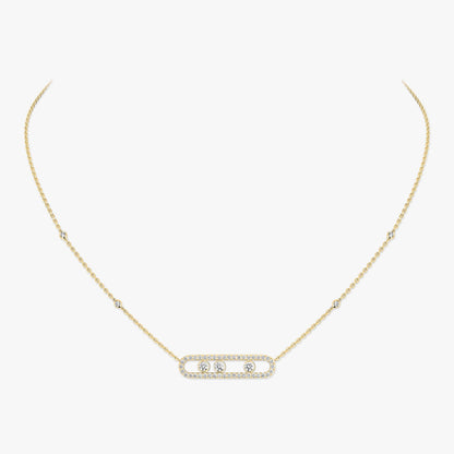 [Mysitc ]  Move Pave_ Rose Gold Diamond Necklace