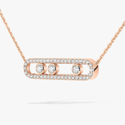 [Mysitc ]  Move Pave_ Rose Gold Diamond Necklace