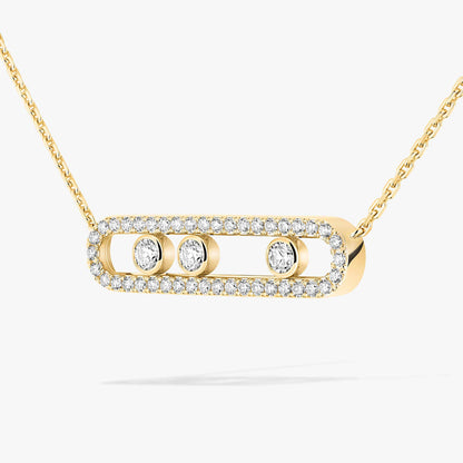 [Mysitc ]  Move Pave_ Rose Gold Diamond Necklace