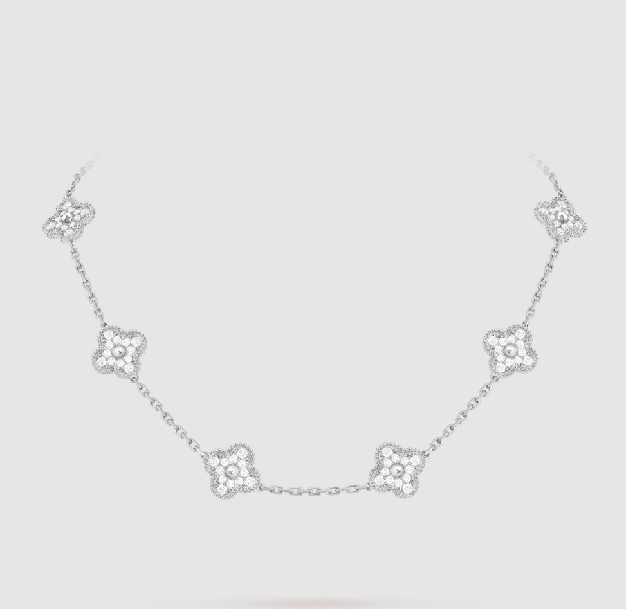 [Mystic]CLOVER 10 MOTIFS FULL DIAMOND NECKLACE